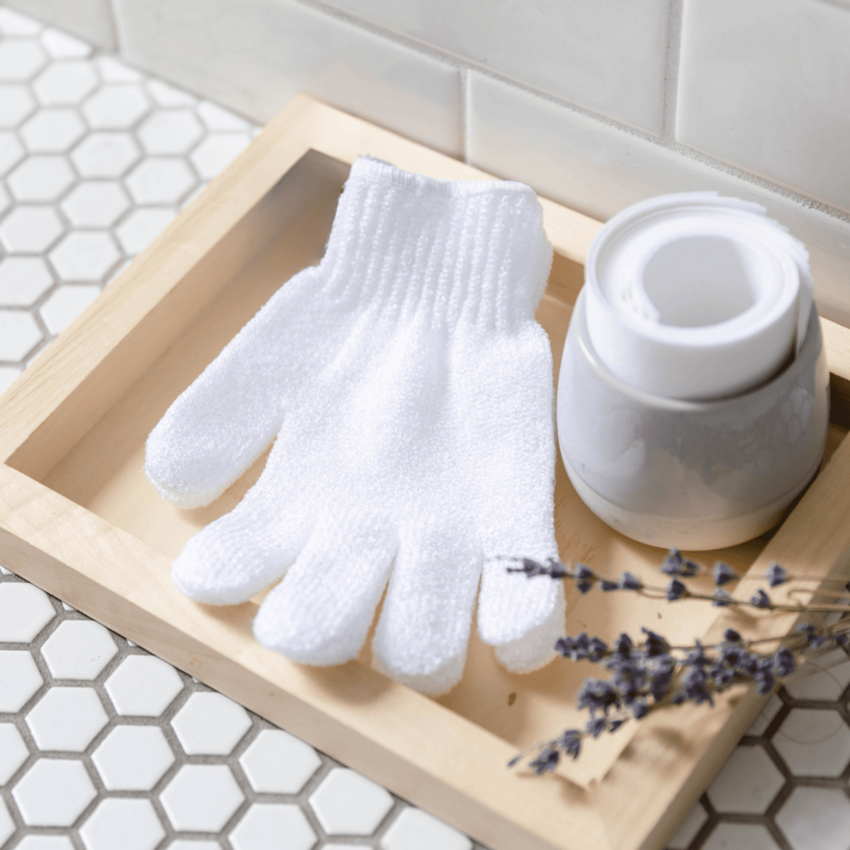 Exfoliating Gloves &amp; Small Vial of Ultra Soothe Oil Skincare and Bath Parissa 